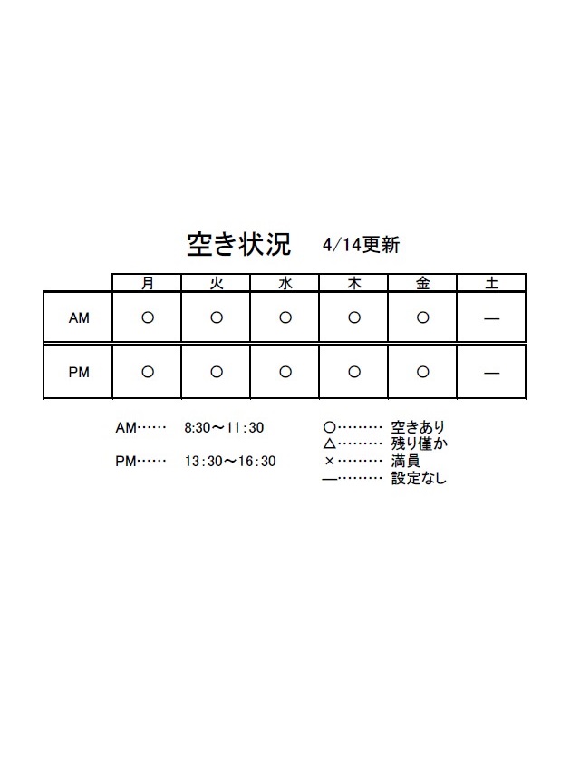 空き状況